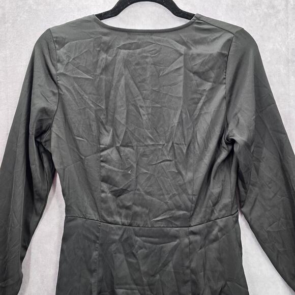 Fashion Nova Black Wrap Y2K Retro Club Long Sleeve Knee Length Dress Medium - Picture 6 of 8